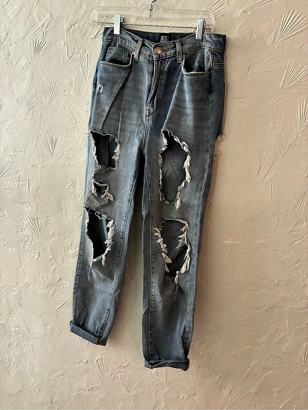 BDG High-Waisted Mom Jean Distressed Blue Jeans
